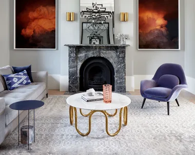 Fireplace in luxury living room