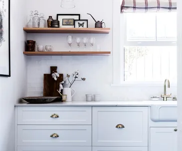 open kitchen shelving