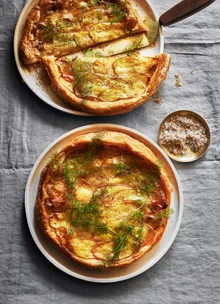 A potato and fennel jam tarte fine