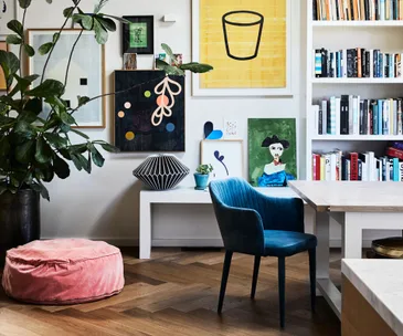 velvet ottoman and bed linen