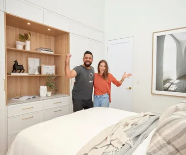 The Block's Ronnie and Georgia in their finished guest bedroom