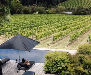 Luxury resort farm stay in Victoria, located on a working vineyard