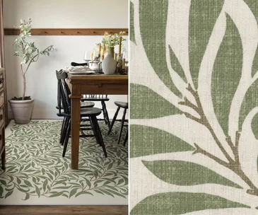 Green leaf washable rug from ruggable