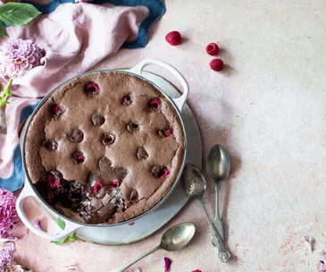Chocolate and raspberry pudding