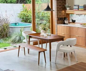 A dining and kitchen area furnished with Lounge Lovers