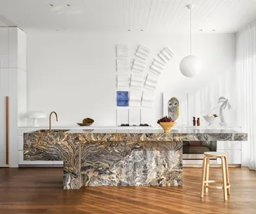 Bondi home with marble island bench