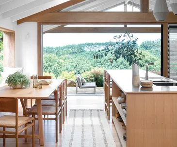 open plan kitchen and dining zone